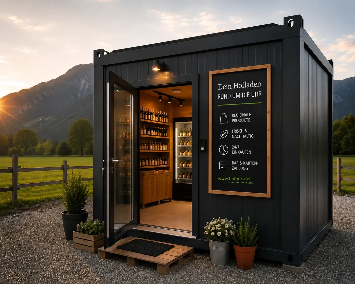Hofbox in einer Berglandschaft